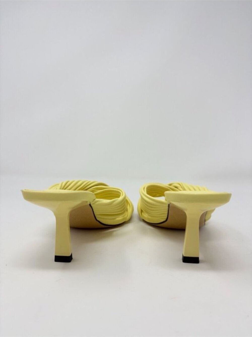 Zara Pleated Strap Heeled Sandals Heel Light Yellow Size 38/7 - Picture 11 of 13